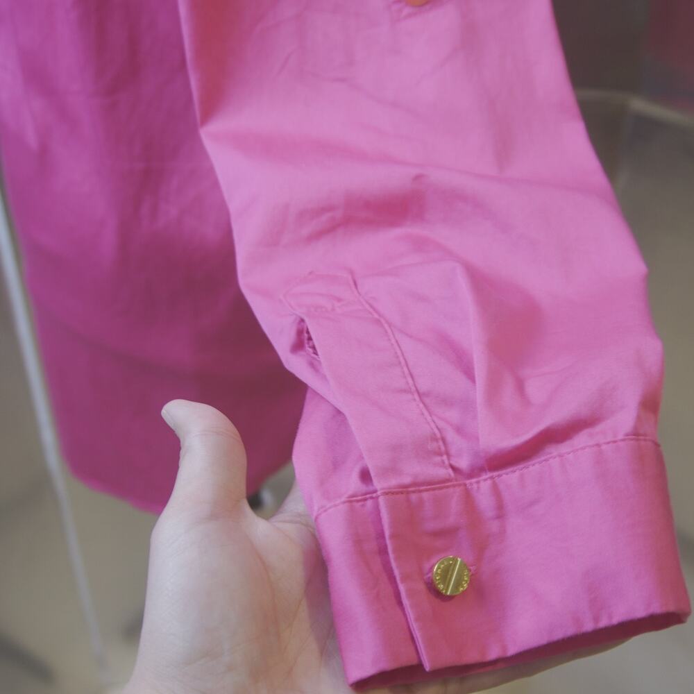MICHAEL Michael Kors Hot Pink Button Down Shirt XL Gold Buttons Barbiecore - Picture 9 of 13